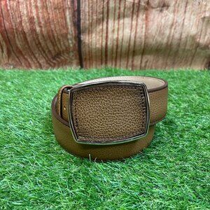 Men's Western Cowboy Genuine Leather Belt American Deer Square Buckle Belt Honey